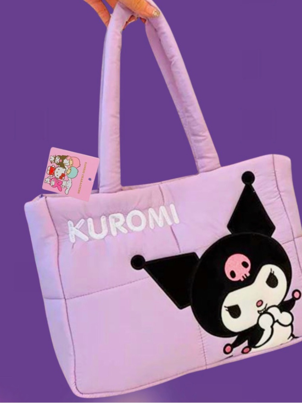 Sanrio KUROMI Puffer Tote Bag & Hair clip